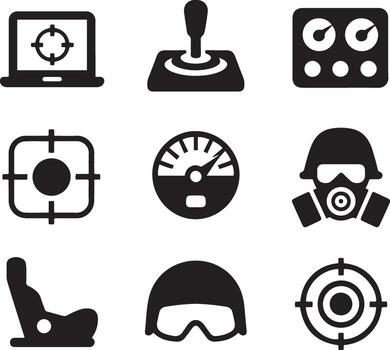 Vehicle Controls Set Dashboard Elements Military Tactical Game Interface vector