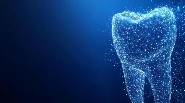 Abstract Representation of a Single Tooth Using Nodes and Lines photo