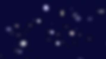 Animation von verschwommen glühend Beleuchtung auf ein dunkel Blau Hintergrund, Sanft Bokeh bewirken mit schwebend Partikel video