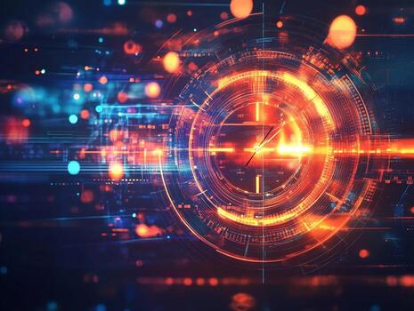 Digital Clock Interface with Data Streams photo