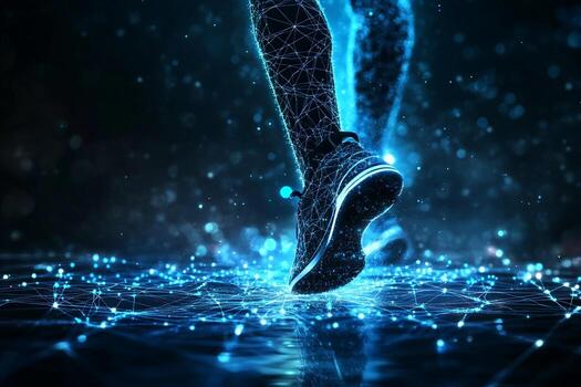 Digital Rendering of a Running Foot on a Network Surface photo
