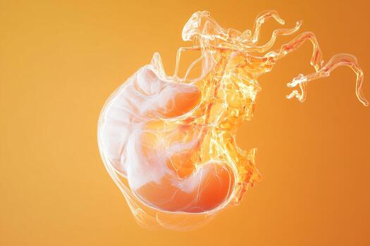 Digital Rendering of Fetus-like Form with Translucent Structures photo
