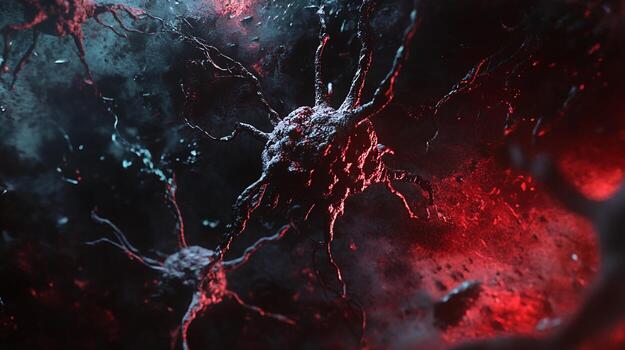 Digital Rendering of Two Neurons in Gaseous Environment photo