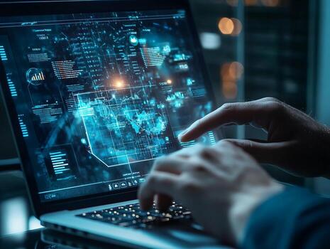 ordenador portátil mostrando datos visualización interfaz foto