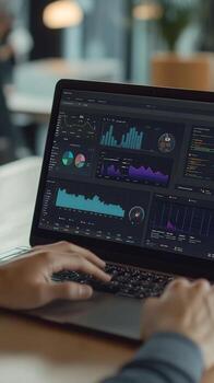 Laptop Displaying Data Analytics Dashboard photo