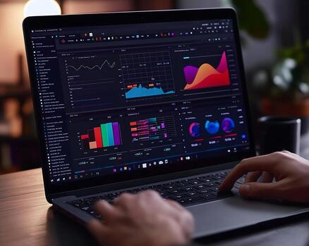 Laptop Displaying Data Visualizations and Charts photo