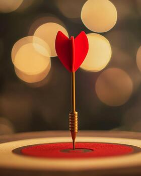 Red Dart in Bullseye with Bokeh Background photo