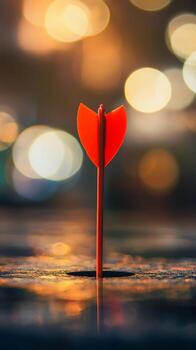 Red Dart in Target with Bokeh Background photo