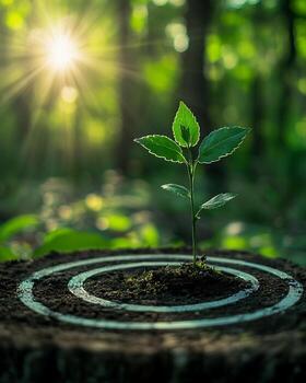 Seedling in Target on Tree Stump photo