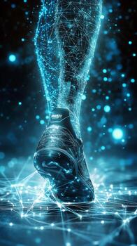 Stylized Image of Lower Leg and Running Shoe with Network Pattern photo