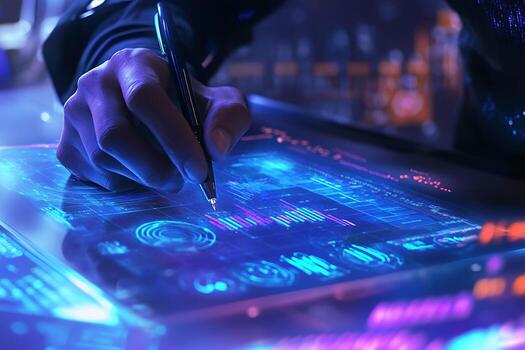 Stylus Interaction with Illuminated Data Visualization Tablet photo