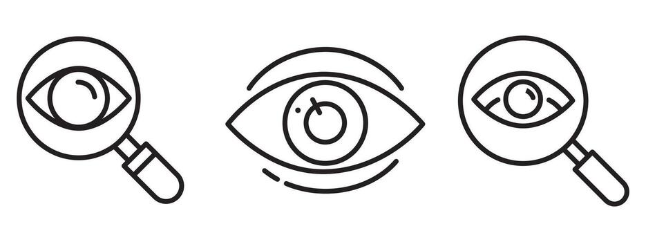 Zoom In Icon Set Outline and Minimal Symbols for Search, Focus, and Interface Design vector