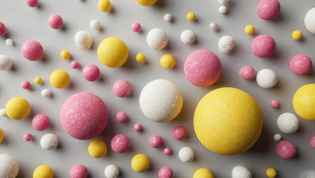 A group of colorful candy balls on a gray background photo
