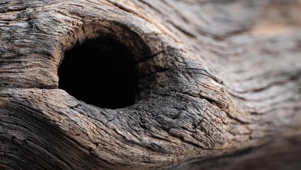 A close up of a tree trunk with a hole in it photo
