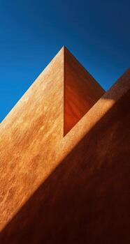 An orange building with a blue sky in the background photo