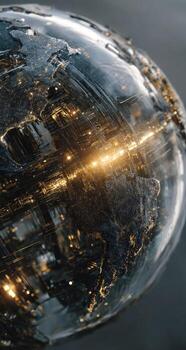 A futuristic looking globe with lights on it photo