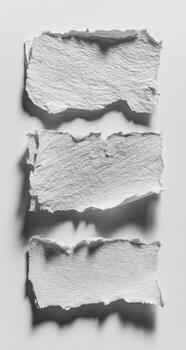 Three pieces of white paper with shadows photo