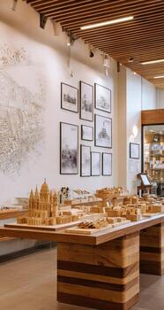 A model of a city is displayed on a table photo