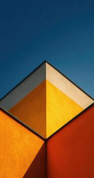 A close up of an orange and yellow building photo