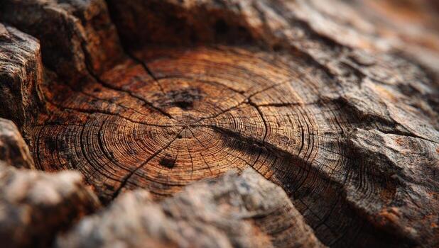 A close up of a tree stump with a circular hole photo