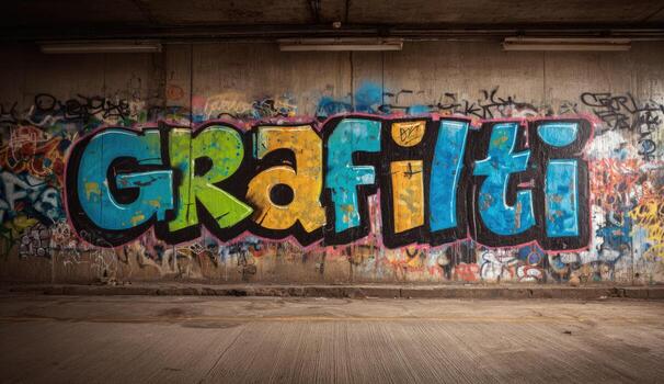 Graffiti on the wall of a garage photo