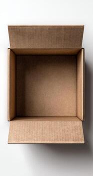 An empty cardboard box on a white background photo