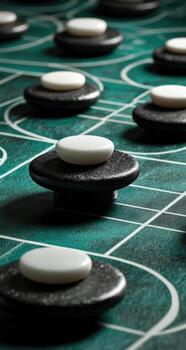 A close up of a game of carrom photo