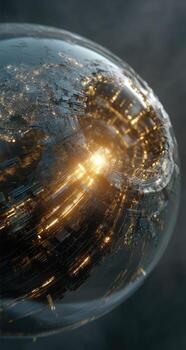 A futuristic looking sphere with lights on it photo
