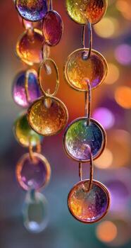 A colorful set of glass beads hanging from a string photo