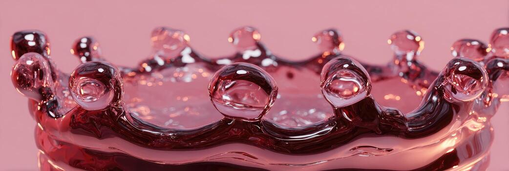 A crown of liquid is shown on a pink background photo