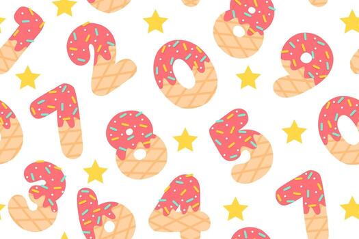 fresa salsa hielo crema números con asperja sin costura modelo para antecedentes vector