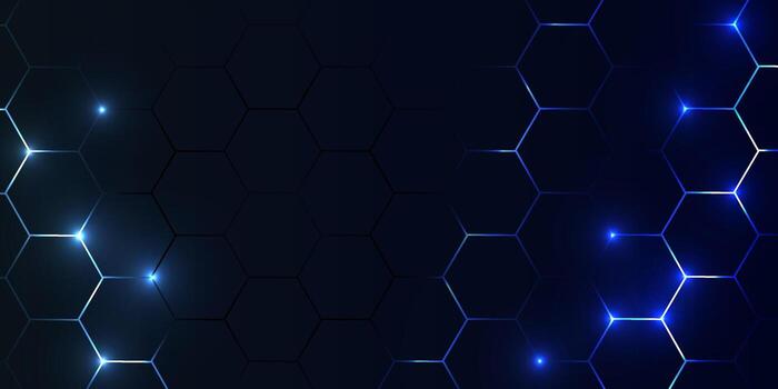 Abstract dark blue hexagon pattern, futuristic realistic abstract bg with honeycomb for medicine, science, technology, bio. vector