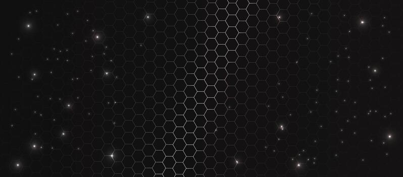 Hexagon futuristic background with sparkly particles, realistic abstract pattern, bg for tech, game, digital technology, medicine, science, bio. vector