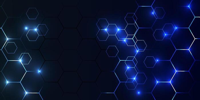 Futuristic hexagon blue pattern on an abstract background. banner design for medical, science, and digital technology. vector