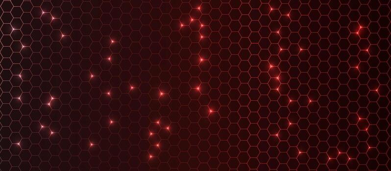 Abstract red hexagon neon background, realistic futuristic pattern, bg for for tech, medicine, science, bio, game, digital technology. vector