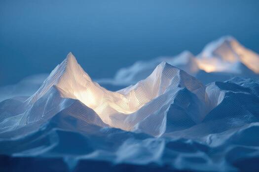 A mountain with lights on top of it photo