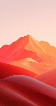 A red desert landscape with mountains in the background photo