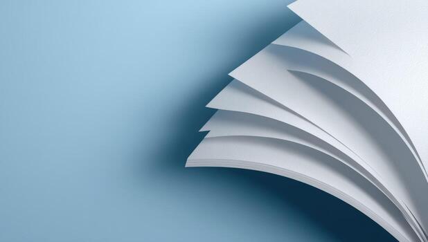 White paper book with folded pages on blue background photo