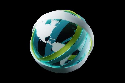 A green and blue globe with a black background photo