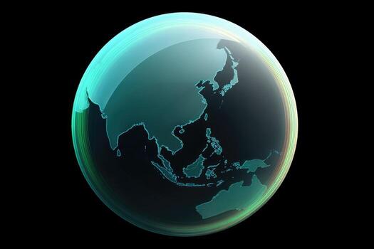 A globe with a map of asia on it photo