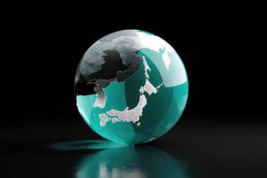 A glass globe with a map of the world on it photo