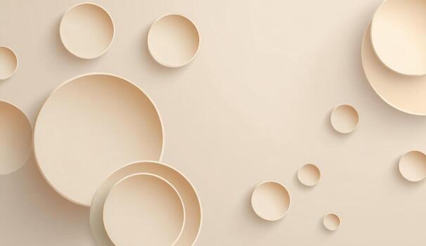 3d rendering of paper circles on a beige background photo