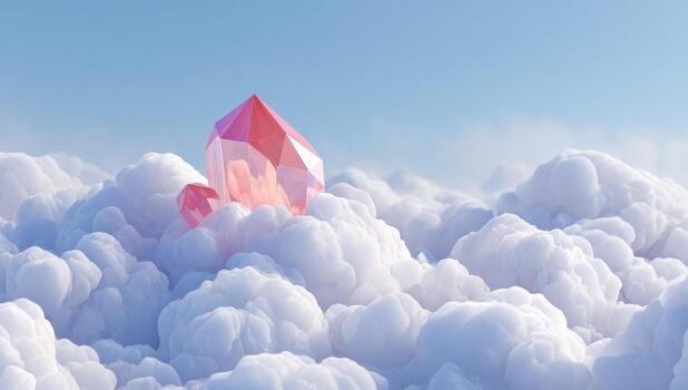 A pink diamond is floating in the clouds photo