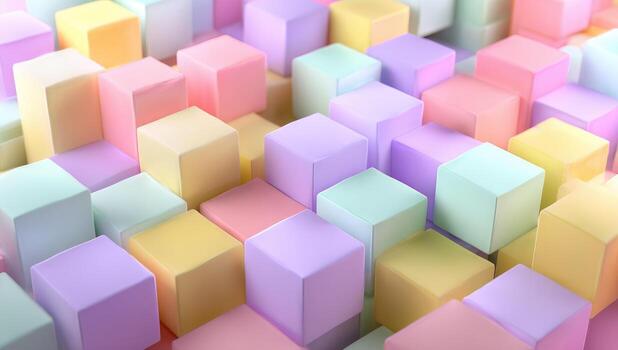 3d render of colorful cubes photo