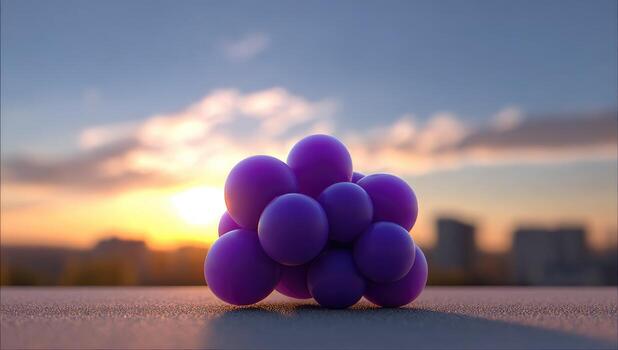 A purple grape cluster is sitting on top of a table photo