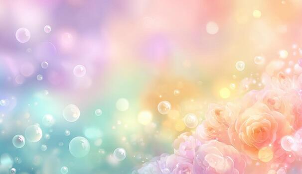 Rose background with bubbles and colorful light photo