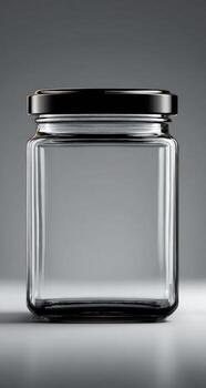 A glass jar with a lid on a table photo