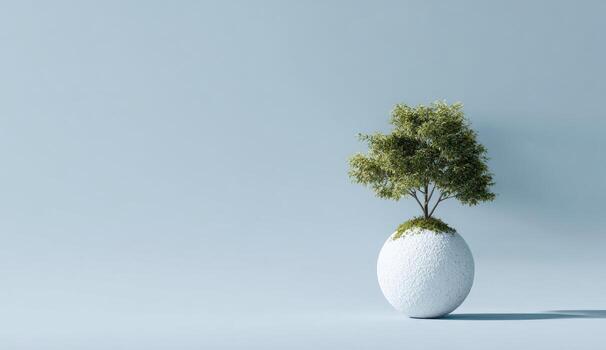 A white egg with a tree in it photo