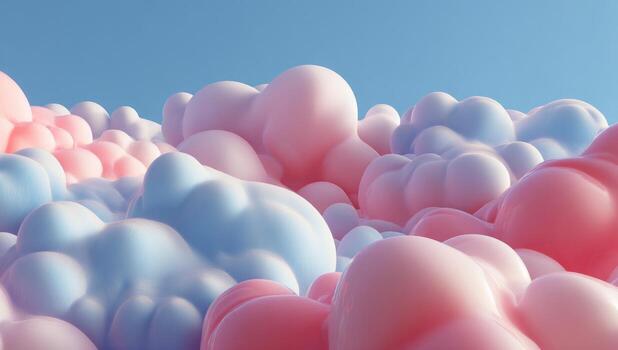 A 3d rendering of clouds with pink and blue colors photo