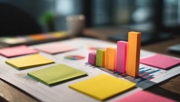 Businessman with a chart on a table photo